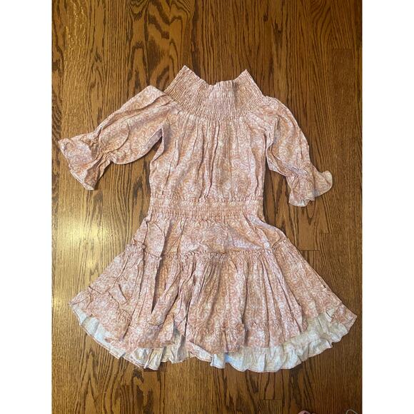 EUC MISA Los Angeles Darla Dress Washed Tile Mini Ruffle Tiered Pink Sz: S - Picture 9 of 12